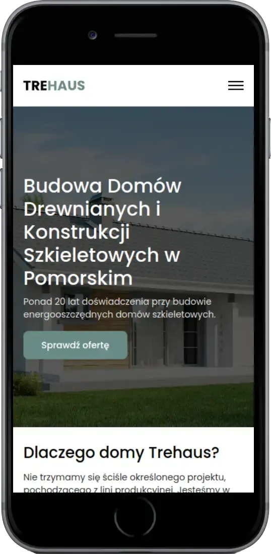trehaus page on mobile device